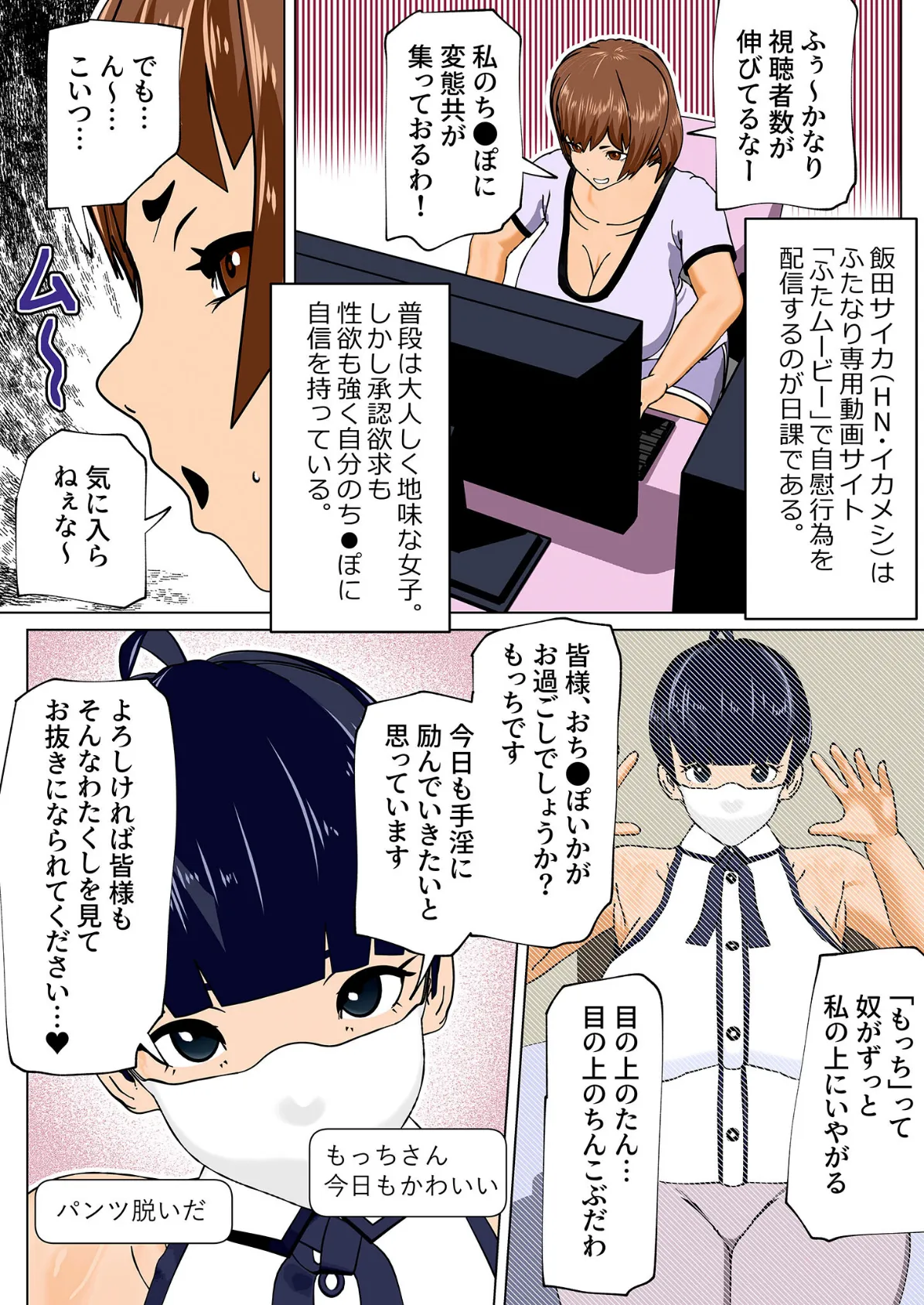 【フルカラー】ふたなり動画配信者×2 モザイク版 5ページ